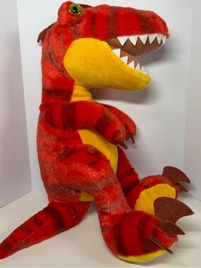 Build A Bear Red Raptor Dinosaur Plush 19” Red Yellow BABW Stuffed Animal